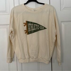 Original Retro Brand Cream Sweatshirt w/vintage pennant graphic. Med NWT